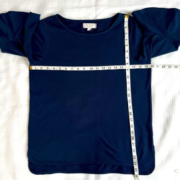 Max Studio Navy Blue Bell Three Quarter Sleeve Top Size M - Picture 8 of 10